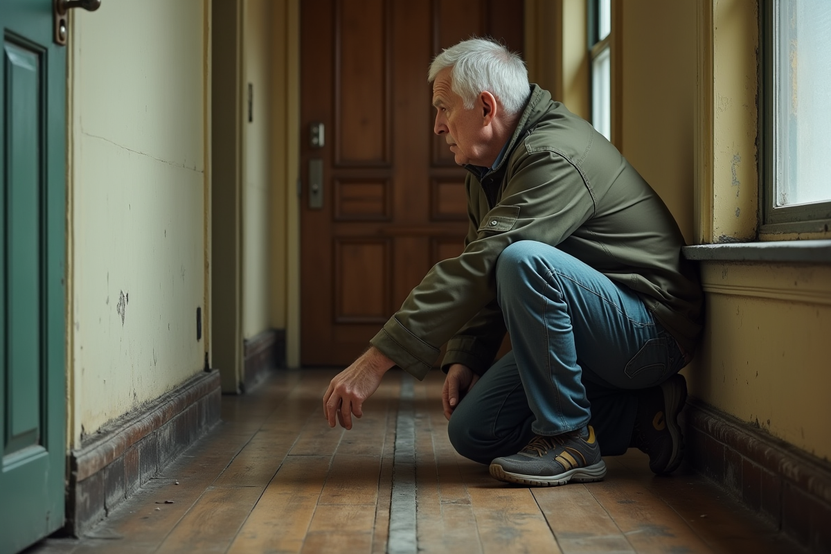 Agent de gestion immobiliere examine des dommages d