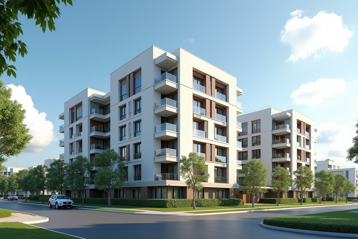 Appartement neuf avec architecture moderne et verdure