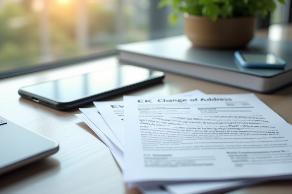 Bureau moderne avec courrier et application de checklist
