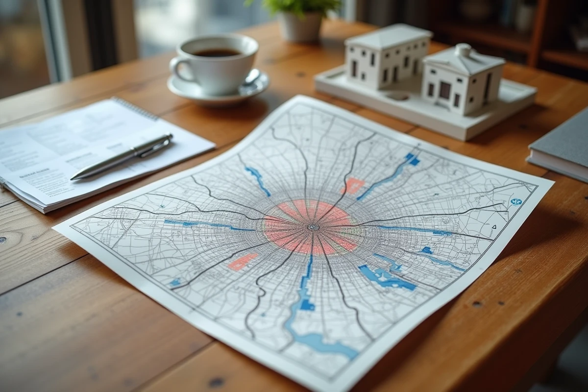 Plan de Dijon annoté avec données de rentabilité locative sur bureau, comparaison centre-ville et périphérie pour investissement immobilier