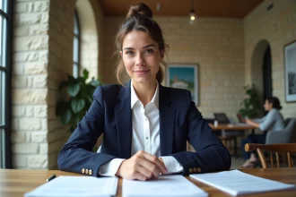 Jeune femme d'affaires à Lyon en réunion