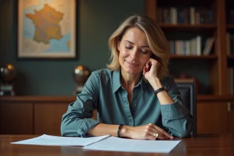 Femme d'affaires en réunion avec document notaire à Limoges