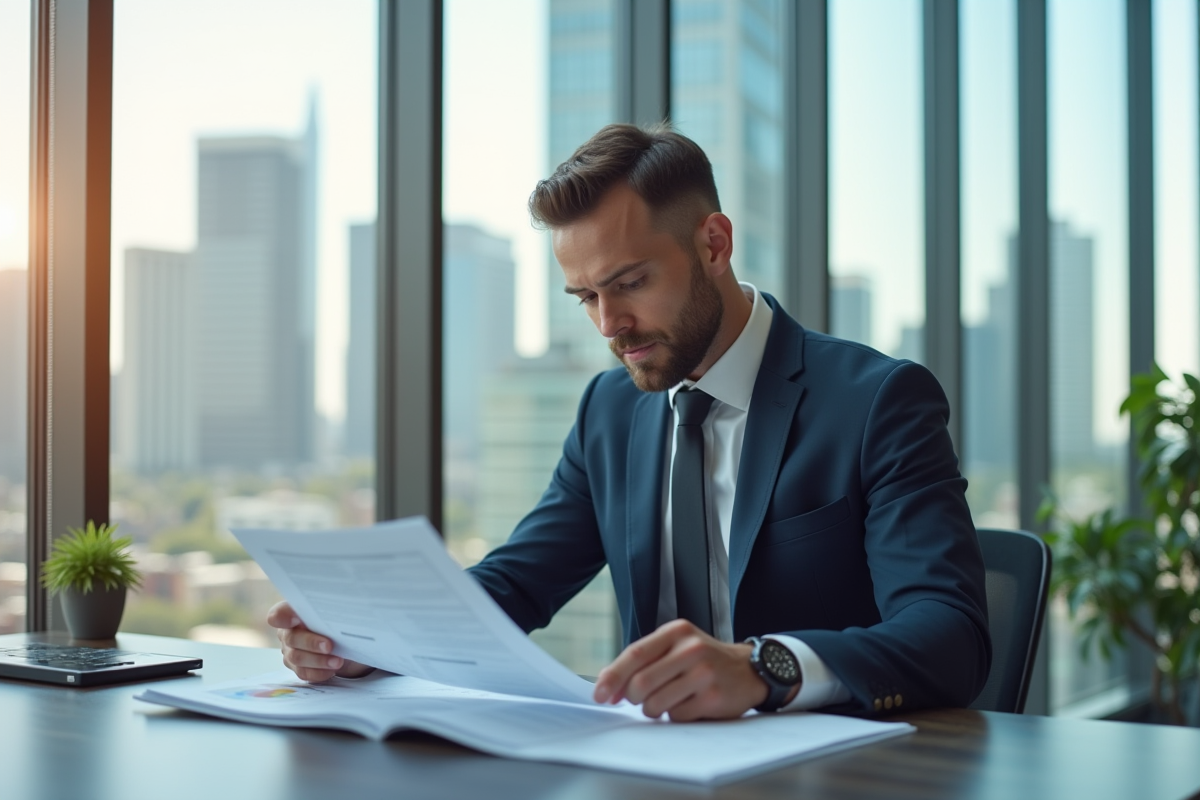 Gestionnaire immobilier confiant dans un bureau lumineux