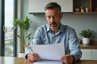 Homme d'affaires regardant des documents immobiliers à Lyon