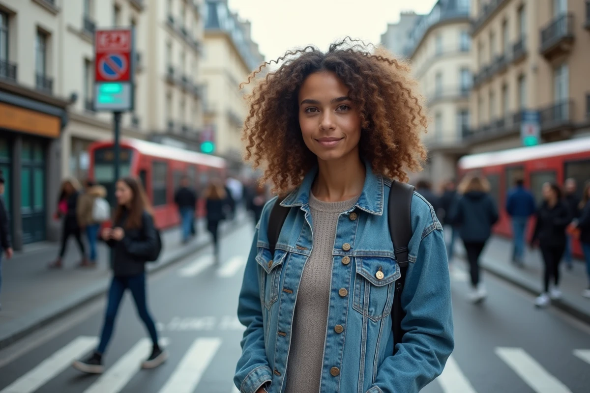 Jeune femme marchant pr&egrave;s d