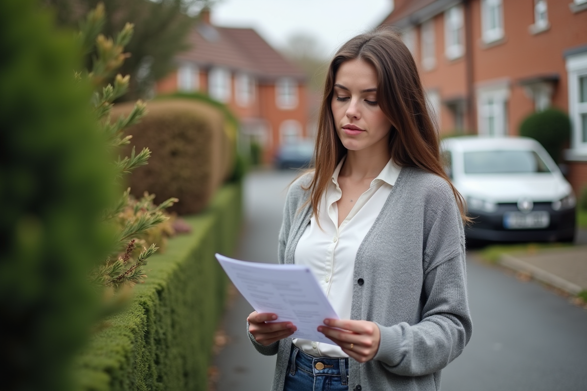 Jeune femme vérifiant une police d