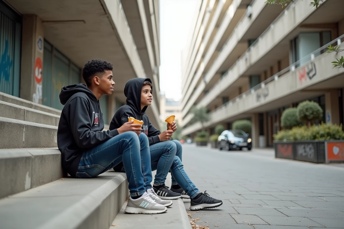 Deux adolescents dans le quartier Pablo Picasso &agrave; Nanterre