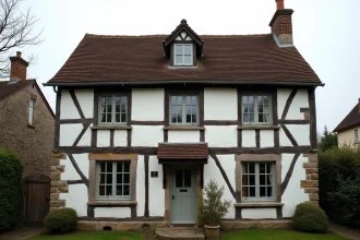 Maison normande à louer en Seine-Maritime avec façade à colombages traditionnelle et jardin