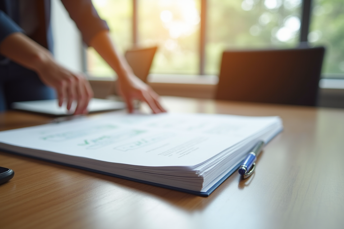 Piles de documents juridiques sur un bureau lumineux
