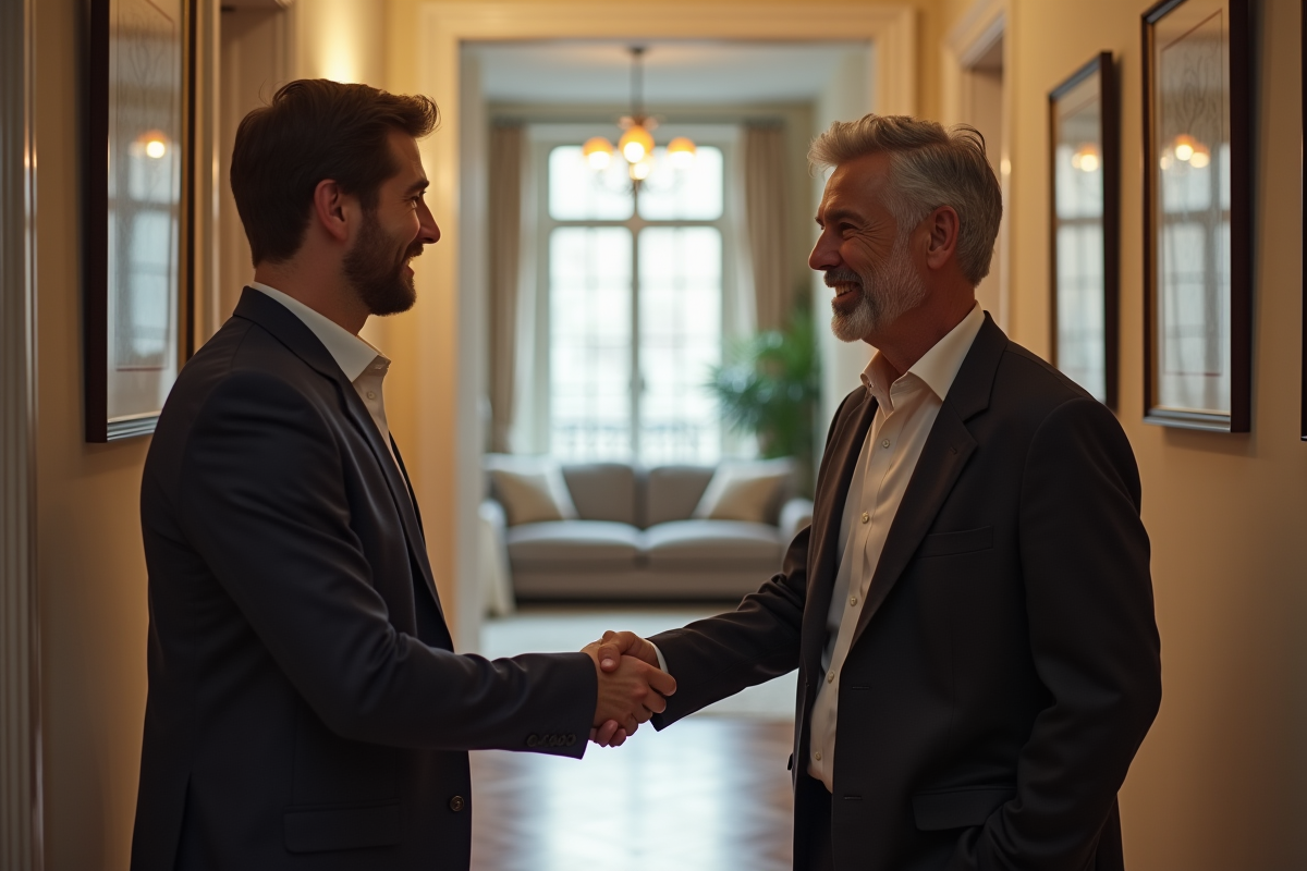 Homme et locataire jeune se serrant la main à l
